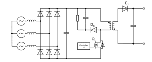Three phase Single-end Flyback with RCD snubber (Controller IC version)