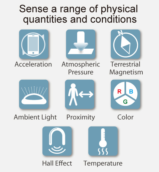 Sense a range of physical quantities and conditions