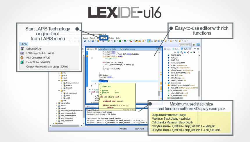 New Eclipse-based integrated development environment LEXIDE-U16 editor screen