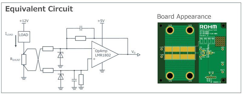 100A shunt resistor and operational amplifier current sense circuit reference design