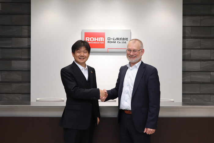 Kazuhide Ino, Member of the Board, Managing Executive Officer, CFO, ROHM (left), Claus A. Petersen, President, Semikron Danfoss (right)