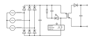 Three phase Single-end Flyback with RCD snubber  (AC/DC IC version)