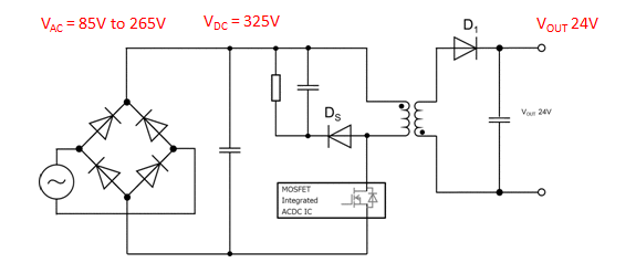Single-End Flyback with RCD snubber (AC/DC IC version) | Topology ...