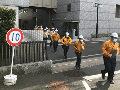 ROHM Headquarters : Formation of Self-defense Fire-fighting Teams, and Fire and Disaster Prevention Drill