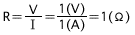 Resistor R=V/I=1(V)/I(A)=1(Ω)