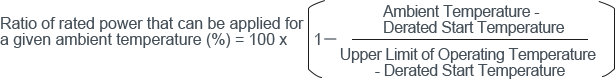 Ratio of rated power that can be applied for a given ambient temperature[%]