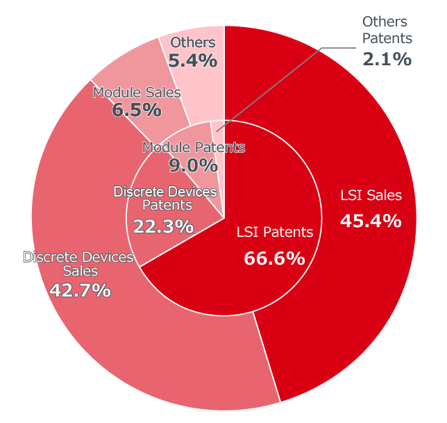 Patent portfolio and sales by segment.